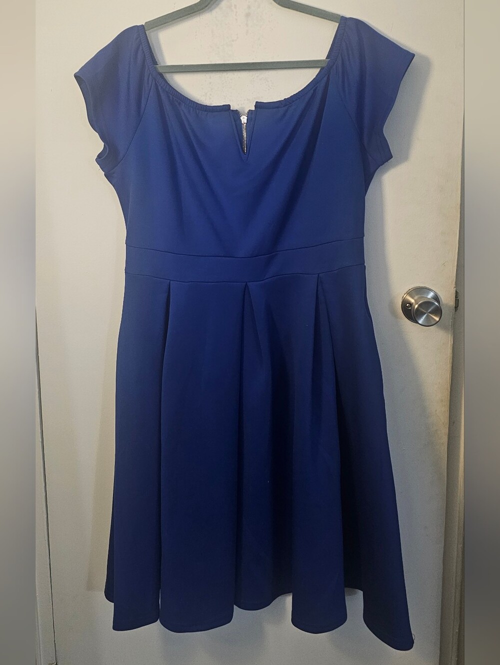 Elegant Royal Blue Fit & Flare Dress